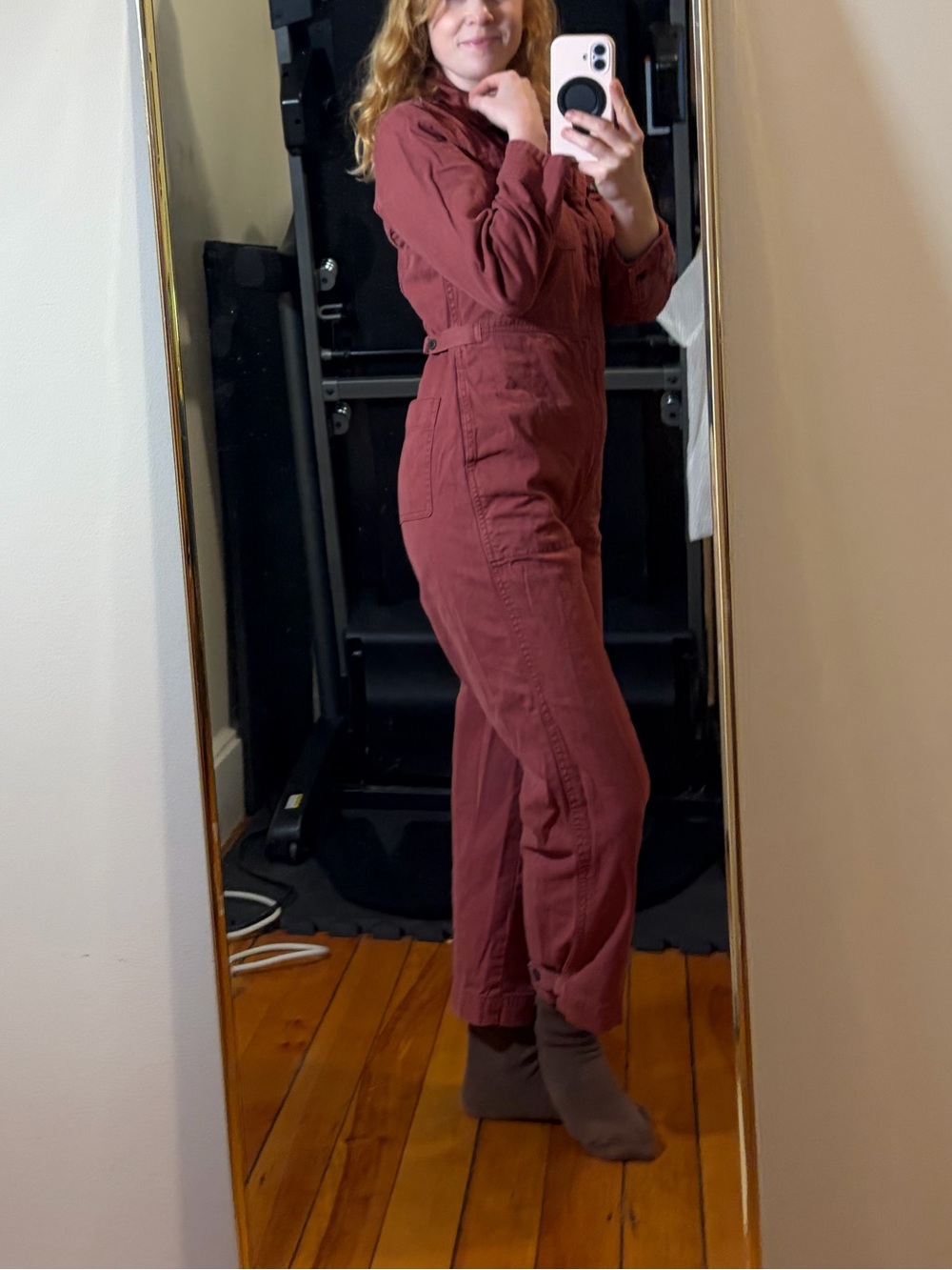 Madewell Rust Long-Sleeve Utility Jumpsuit